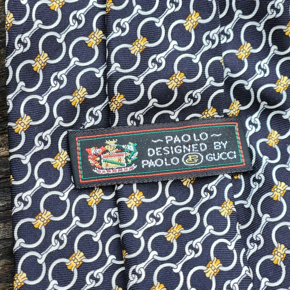 Vintage Paolo Gucci Horsebit Silk Neck Tie_3